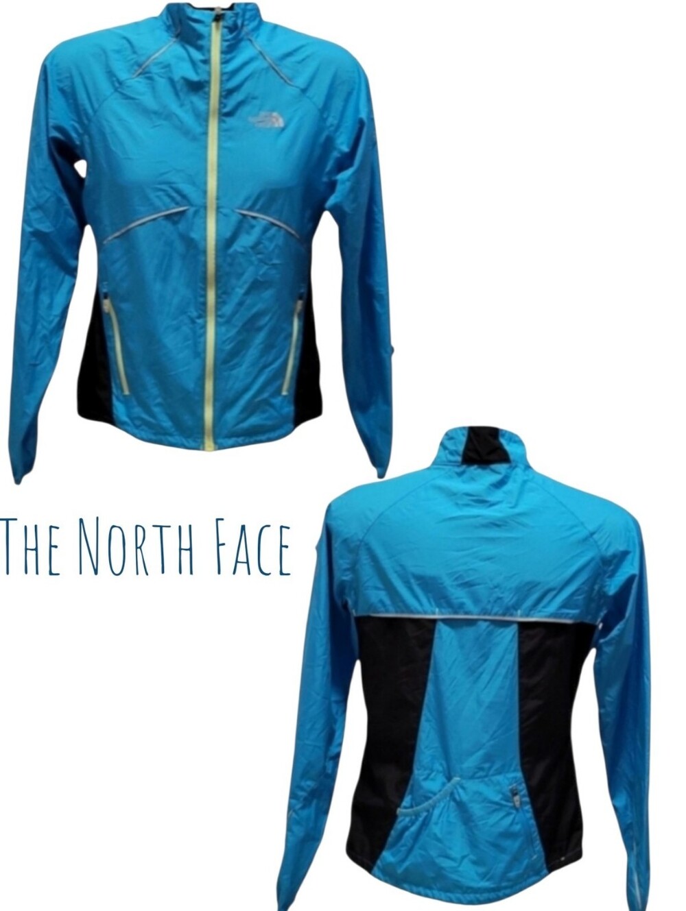 The North Face women Reflective flight series packable windbreaker blue black XS